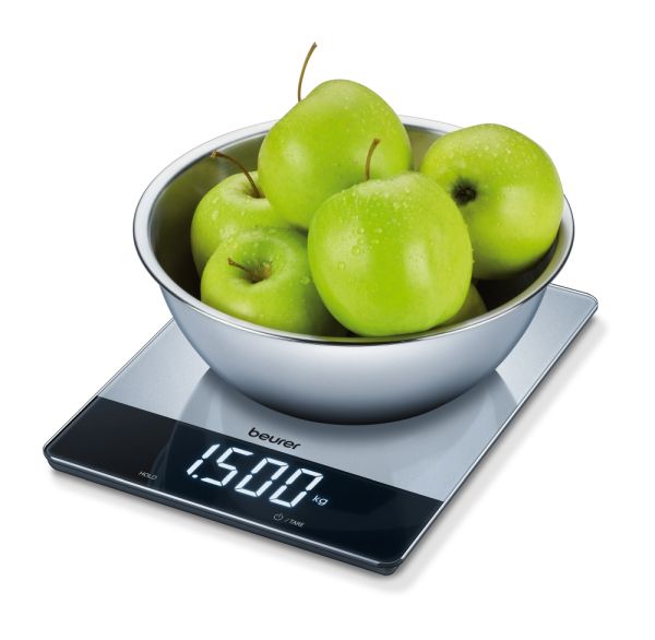 Везна Beurer KS 34 XL kitchen scale; Stainless steel weighing surface; Magic LED; 15 kg / 1 g