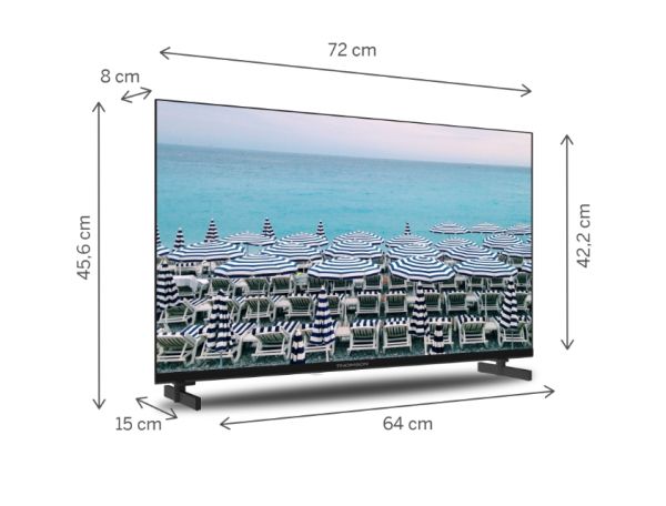 Телевизор Thomson 32"HD Easy TV; 1366 x 768 (HD), DLED, 60 Hz, DVB-T/T2/C/S/S2,HDMI 3 (1.4), USB 2 (2.0), S/PDIF 1x coaxial, AV IN, Hotel mode, Side Feet, Black
