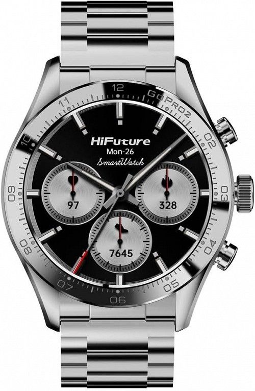 Часовник HiFuture Go pro 2 Silver, 1.32" AMOLED, 466*466, Powered by Dual Core & Syntra AI, Bluetooth Call, 1ATM Waterproof, Sixth Generation Health Sensor, Stainless Steel, Up to 10 days daily use