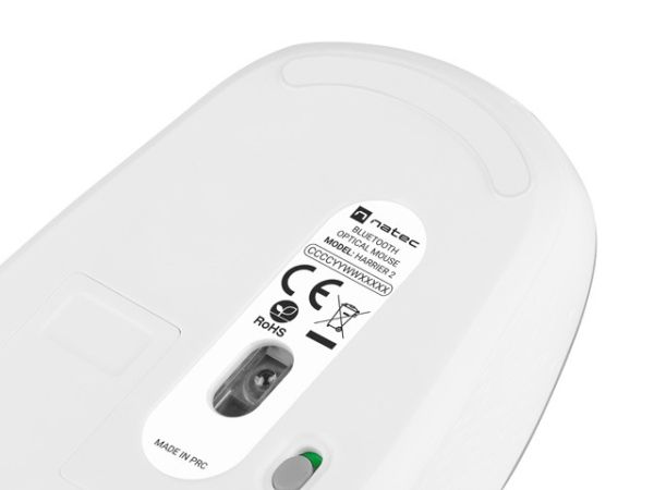 Мишка Natec Mouse Harrier 2, 1600 DPI Bluetooth 5.1 White-Grey