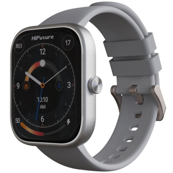 Часовник HiFuture Lume Silver Grey, 1.85 " IPS, Powered by Dual Core, Aerospace-Grade Ultra Light Aluminum Frame, Bluetooth Call, 3D User Interface, 1ATM Waterproof, 24/7 True Heart Rate & Blood Oxygen Sensor, 100+ Sports Mode, Up to 7 days daily use