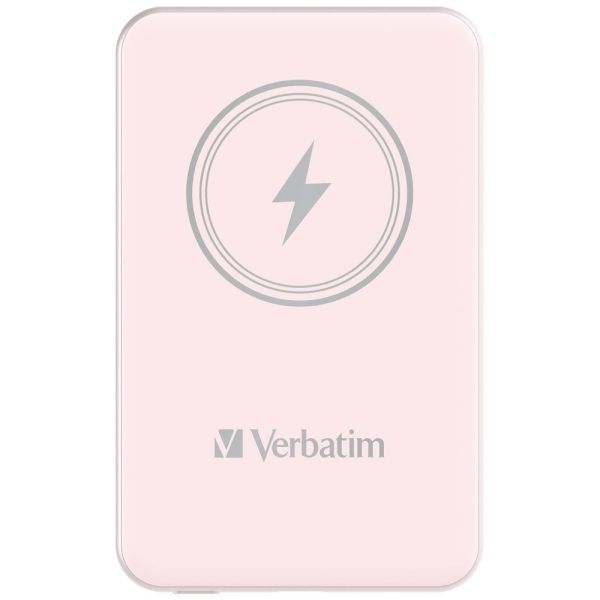 Външна батерия Verbatim MCP-5PK Power Pack 5000 mAh with UBS-C PD 20W / Magnetic Wireless Charging 15W Pink