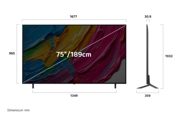 Телевизор LG 75QNED80A3A, 75" 4K QNED HDR Smart TV, 3840x2160, DVB-T2/C/S2, Alpha 7 AI Processor, HDR10 / HLG, webOS 25 ThinQ, VRR / ALLM / HGiG, 4K Upscaling, WiFi 5, Voice Controll, Bluetooth 5.1, AirPlay 2, LAN, CI, HDMI, SPDIF, Google Cast, 2 pole Sta