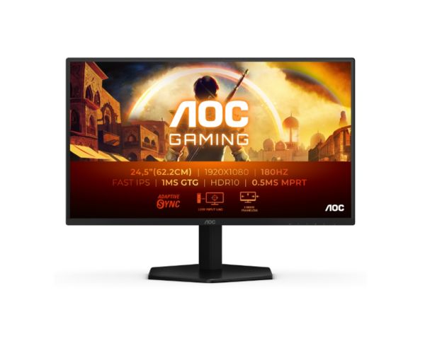 Монитор AOC 25G42E, 24.5" Fast IPS WLED, 1920x1080@180Hz, 1ms GtG, 0.5ms MPRT, 300cd m/2, 1000:1, 80M:1, Adaptive Sync, FlickerFree, Low Blue Light, Tilt, HDMI, DP