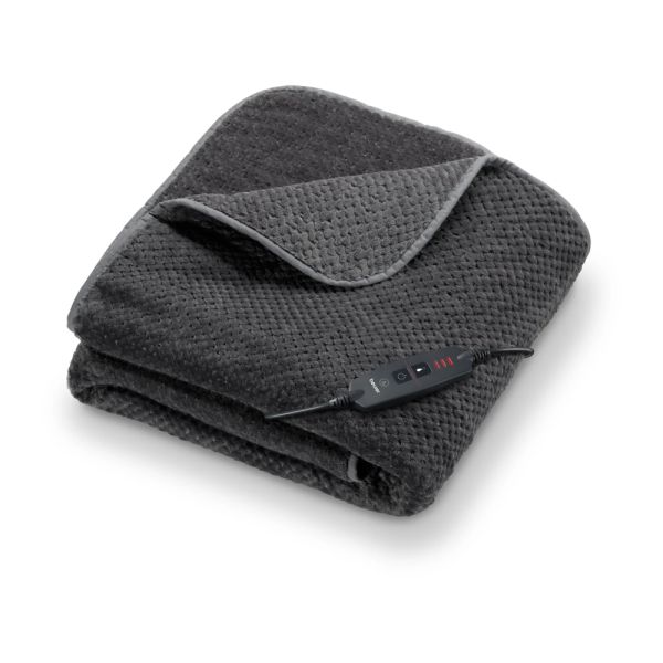 Термоподложка Beurer HD 65 Dark Grey Heated Overblanket; Soft and cuddly surface; 3 temperature;auto switch-off 3 hours; removable switch; washable at 30°, Oko-Tex 100; 180(L)x130(W)cm