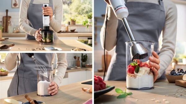 Пасатор Bosch MSM4W421, SER4, Blender, ErgoMaster, 800 W, Dynamic Speed Control, QuattroBlade System, Included Blender, Chopper, Stainless steel whisk & Measuring cup, White