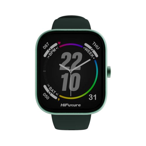Часовник HiFuture Lume Pro Dark Green1, 85 " AMOLED, Always on Display, Powered by Dual Core, Aerospace-Grade Ultra Light Aluminum Frame, Bluetooth Call, 3D User Interface, 1ATM Waterproof, 24/7 True Heart Rate & Blood Oxygen Sensor, 100+Sports Mode, Up t