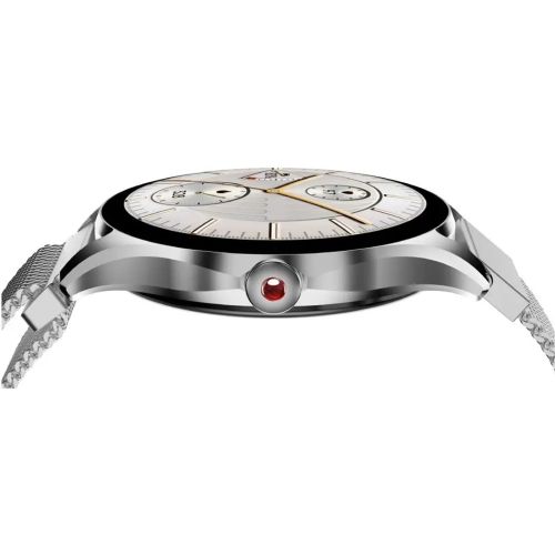 Часовник HiFuture Aura2 Silver, 1.32 "AMOLED, Powered by Dual Core, Metallic Frame, Bluetooth Call, 3D User Interface, 1ATM Waterproof, 24/7 True Heart Rate & Blood Oxygen Sensor, 100+ Sports Mode, Up to 7 days daily use, Extra Silicone Strap inbox