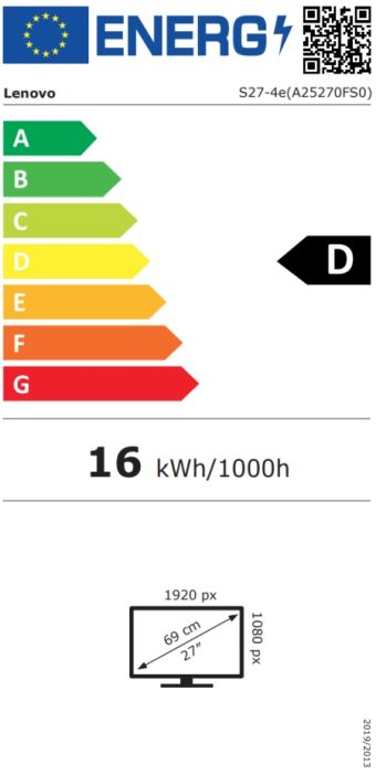 Монитор Lenovo ThinkVision S27-4e 27" IPS WLED, 1920x1080, 16:9, 4ms, 100Hz, 300 cd/m?, 1500:1, HDMI, VG, Tilt Stand