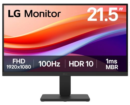 Монитор LG 22U401A-B, 21.5" VA, 5ms (GtG at Faster), 100Hz, 3000:1,  Dynamic Action Sync, 250 cd/m2, Full HD 1920x1080, HDR 10 / sRGB 99%, VRR, Flicker Safe, Reader Mode, D-Sub, HDMI, Tilt, Headphone out, Black