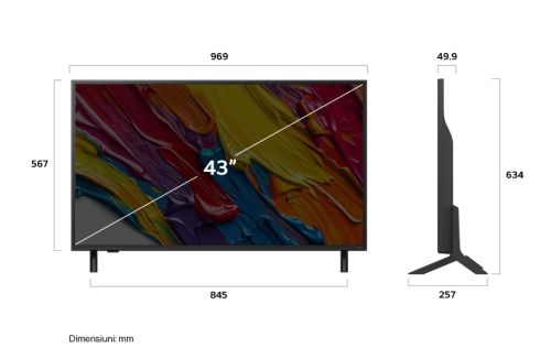Телевизор LG 43QNED82A3B, 43" 4K QNED HDR Smart TV, 3840x2160, DVB-T2/C/S2, Alpha 7 AI Processor, HDR10 / HLG, webOS 25 ThinQ, VRR / ALLM / HGiG, 4K Upscaling, WiFi 5, Voice Controll, Bluetooth 5, AirPlay 2, LAN, CI, HDMI, SPDIF, Google Cast, 2 pole Stand