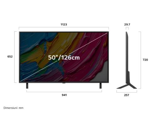 Телевизор LG 50QNED80A3A, 50" 4K QNED HDR Smart TV, 3840x2160, DVB-T2/C/S2, Alpha 7 AI Processor, HDR10 / HLG, webOS 25 ThinQ, VRR / ALLM / HGiG, 4K Upscaling, WiFi 5, Voice Controll, Bluetooth 5.1, AirPlay 2, LAN, CI, HDMI, SPDIF, Google Cast, 2 pole Sta