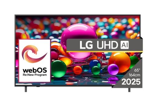 Телевизор LG 65UA75003LA, 65" 4K UltraHD TV 4K (3840x2160), DVB-T2/C/S2, webOS 25 Smart, ThinQ AI, Alpha 7 AI Processor, WiFi, HDR10 pro, HLG, ALLM/HGiG, 4K Upscaling, AI Sound pro, Multiple View, HDMI eARC, LAN, USB, Bluetooth, Google Cast, 2 Pole Stand,
