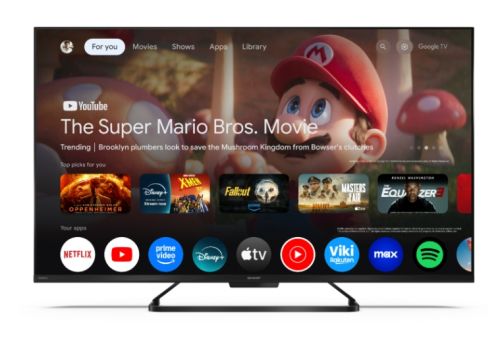 Телевизор Sharp 43HR7265E, 43" QLED Google TV, 144 Hz, 4K Ultra HD 3840x2160 Frameless, AQUOS, DVB-T/T2/C/S/S2, Active Motion 1400, HDR10, Dolby Atmos, Dolby Vision, DTS:X, Google Assistant, Google Cast, HDMI 2.1 with eARC, VRR, 3.5mm Headphone jack / lin