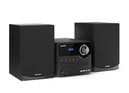 Аудио система Sharp Audio Systems XL-B517D(BK), HI-FI MICRO SYSTEM, 45W total max power output, DAB+ and FM tuner with RDS, Bluetooth v5.0, CD player, USB playback, 3.5mm Aux-in / line-in, Headphone jack, wooden speaker, Black