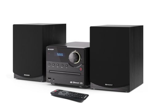 Аудио система Sharp Audio Systems XL-B517D(BK), HI-FI MICRO SYSTEM, 45W total max power output, DAB+ and FM tuner with RDS, Bluetooth v5.0, CD player, USB playback, 3.5mm Aux-in / line-in, Headphone jack, wooden speaker, Black