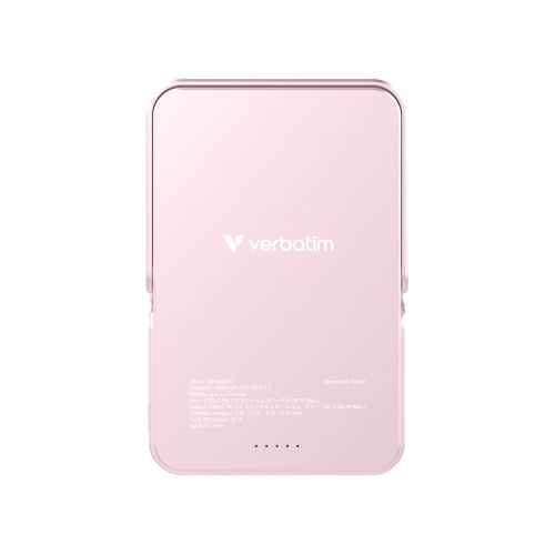 Външна батерия Verbatim Charge 'n' Go Power Bank with Stand Magnetic Wireless 10000mAh Pink