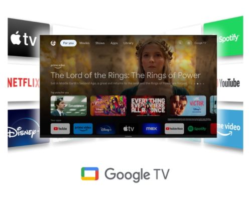 Телевизор Thomson 50" QLED Google TV; 3840 x 2160 (4K UHD), 4000:1, QLED, 60 Hz, DVB-T/T2/C/S/S2, HDR10, Wi-Fi, Bluetooth, LAN, HDMI 2 (2.0) + 2 (2.1), USB 2 (2.0) + 1 (3.0), Hotel mode, Central Swivel Stand, Dark gray