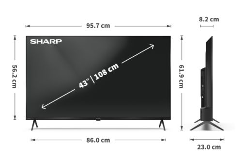 Телевизор Sharp 43HL4265E, 43" Google TV, 4K Ultra HD  3840x2160 Frameless, 1 000 000:1, AQUOS, DVB-T/T2/C/S/S2, Active Motion 1000, HDR10, Dolby Atmos, Dolby Vision, Google Assistant, Google Cast, HDMI 2.1 with eARC, 3.5mm Headphone jack / line-out, USB,