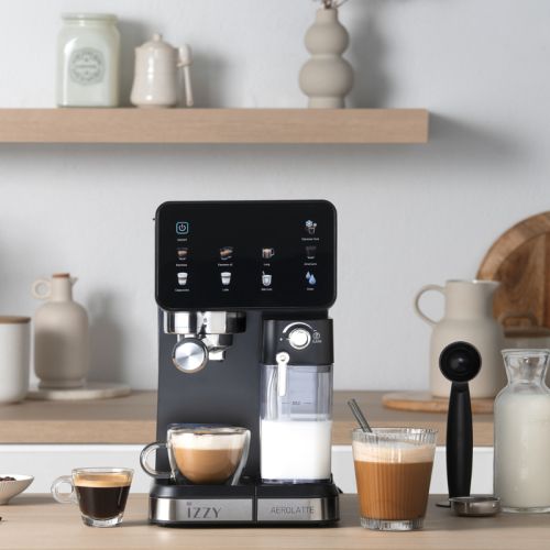Полуавтоматична кафемашина IZZY IZ-6020 Aerolatte, 20 bar, 1450W, 1.5L резервоар, система за мляко, Cold Brew