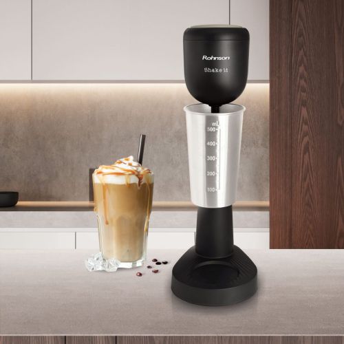 Шейкър за фрапе Rohnson R-447, 100W, 500 мл, 2 скорости, стабилна основа, черен