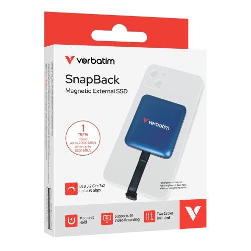 Твърд диск Verbatim SnapBack SSD 1TB Blue Metallic