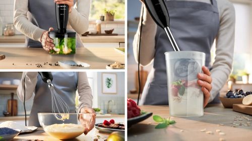 Пасатор Bosch MSM2650B, Blender, CleverMixx, 600 W, QuattroBlade, Chopper and blender included, Stainless steel whisk, mixing/measuring cup with lid, Black, anthracite