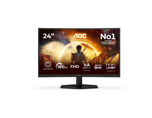 Монитор AOC C24G42FE, 23.6" Curved 1500R, VA, WLED, 1920x1080@180Hz OC (Native 144Hz), 4ms GtG, 0.5ms MPRT, 300cd m/2, 3000:1, 80M:1 DCR, Adaptive Sync, FlickerFree, Low Blue Light, Tilt, HDMI, DP