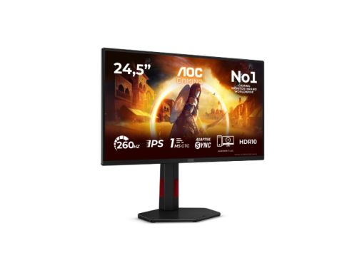 Монитор AOC 25G4ZR, 24.5" Fast IPS WLED, 1920x1080@260Hz (OC, Native 240Hz), 1ms GtG, 0.5ms MPRT, 300cd m/2, 1000:1, 80M:1 DCR, Adaptive Sync, FlickerFree, Anti Blue Light, Tilt, Height Adjust, Pivot, Swivel, 2xHDMI, DP