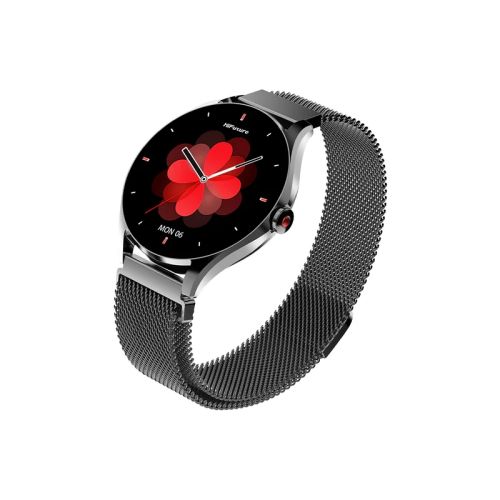 Часовник HiFuture Aura2 Black, 1.32" AMOLED, Powered by Dual Core, Metallic Frame, Bluetooth Call, 3D User Interface, 1ATM Waterproof, 24/7 True Heart Rate & Blood Oxygen Sensor, 100+ Sports Mode, Up to 7 days daily use, Extra Silicone Strap inbox
