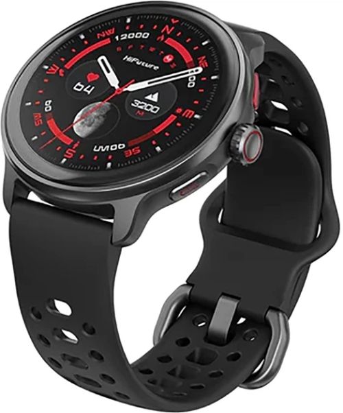 Часовник HiFuture Vela Black, 1.43" AMOLED , GPS +Compass + Altimeter, 466*466, Support Local Music(100M Space), Support AI Coach for Training, Powered by Dual Core, Bluetooth Call, 5ATM Waterproof,  24/7 True Heart Rate & Blood, Oxygen Sensor, Up to 10da