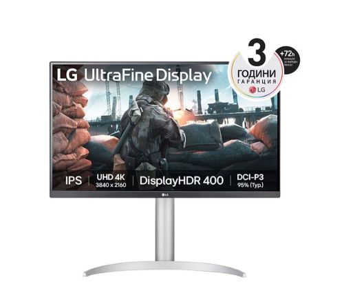 Монитор LG 27UP650K-W, 27" UHD 4K IPS AG, DCI-P3 95%, UltraFine, 5ms, 1200:1, Mega DFC, 400 cd/m2, 3840x2160, HDR 10, VESA Display HDR 400, HDMI, DisplayPort, Headphone out, Height Adjustable,Pivot Tilt, Reader Mode
