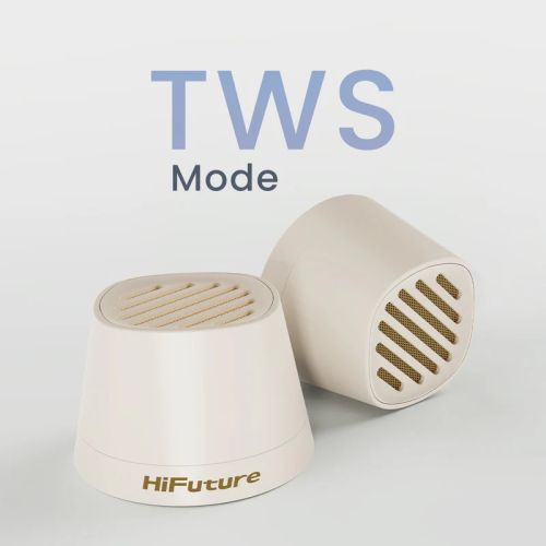 Тонколони HiFuture Mega S Latte, Bluetooth 5.4, MagSafe, 5W Output, Built-in MIC support Handsfree, Pair to Play (TWS Mode), Up to 10 Hours Playtime, Wireless Charge (7.5W-15W), Phone Holder