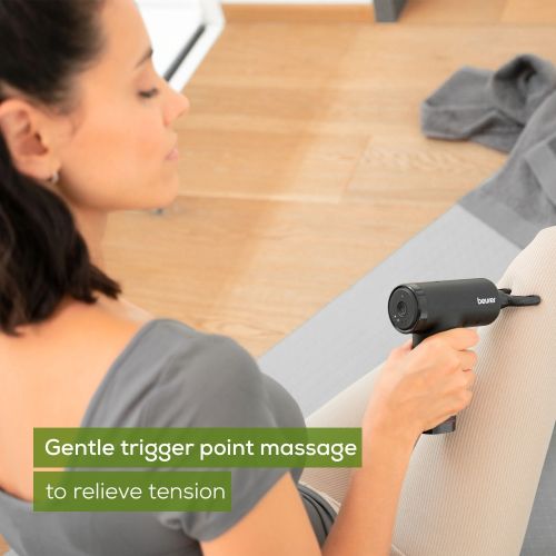 Масажор Beurer MG 89 MASSAGE GUN CompactPower, Quiet, lightweight & handy deep tissue massager, 5 intensity levels, 3 massage attachments, Up to 4h battery life with LED display