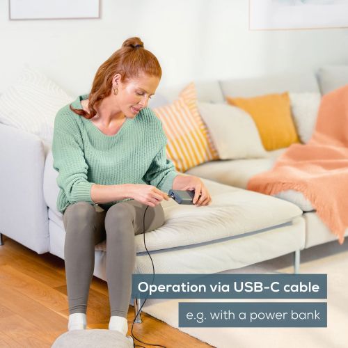 Масажор Beurer FM 28 Compact foot massager 2 in 1: Vibration massager and foot warmer; 3 programs; Operation via USB-C cable; up to size 43; auto switch-off after 20 min