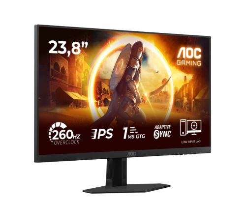 Монитор AOC 24G4ZRE, 23.8" Fast IPS WLED, 1920x1080@260Hz (OC, Native 240Hz), 1ms GtG, 0.3ms MPRT, 300cd m/2, 1000:1, Adaptive Sync, FlickerFree, Anti Blue Light, Tilt, 2xHDMI, DP