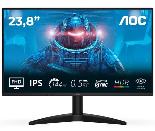 Монитор AOC 24B36X, 23.8" IPS WLED, 1920x1080@144Hz, 4ms GtG, 0.5ms MPRT, 300cd m/2, 1500:1, DCR 20M:1, Adaptive Sync, FlickerFree, Low Blue Light, Tilt, HDMI, DP