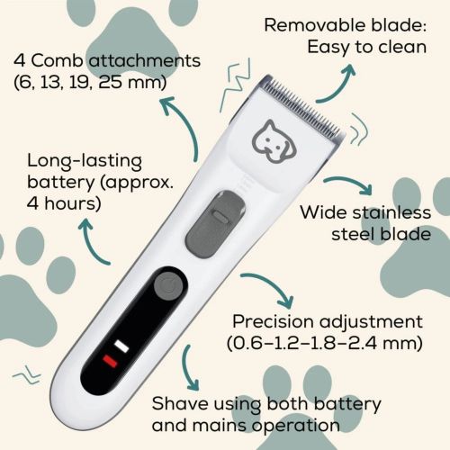 Машинка за подстригване Beurer PP 110 Fluffy Professional grooming for dogs and cats;individually adjustable cutting lengths and extra-long battery life;Quiet motor;Wide stainless steel blade