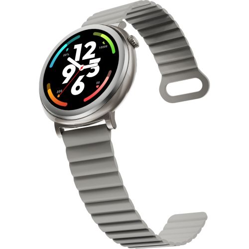 Часовник HiFuture Aurora Silver, 1.43" AMOLED,  466*466, Powered by Dual Core & Syntra AI, Bluetooth Call, IP68  Waterproof, 24/7 True Heart Rate & Blood Oxygen Sensor, Up to 10 days daily use, Magnetic Strap