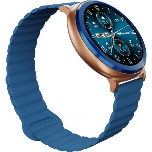 Часовник HiFuture Aurora Blue, 1.43" AMOLED,  466*466, Powered by Dual Core & Syntra AI, Bluetooth Call, IP68  Waterproof, 24/7 True Heart Rate & Blood Oxygen Sensor, Up to 10 days daily use, Magnetic Strap