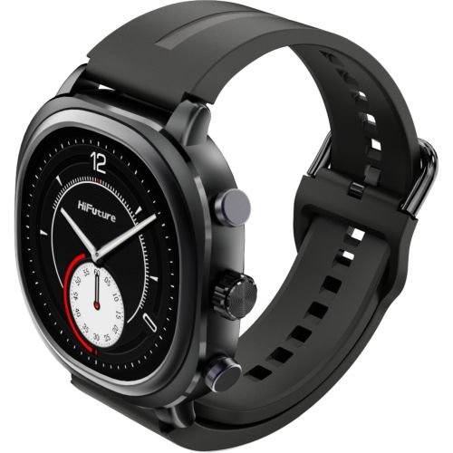 Часовник HiFuture AIX Lite Black,  1.43" AMOLED,  466*466, Powered by Dual Core & Syntra AI, Bluetooth Call, 1ATM Waterproof, Sixth Generation Health Sensor, Up to 10 days daily use, Extra Fabric Strap inbox