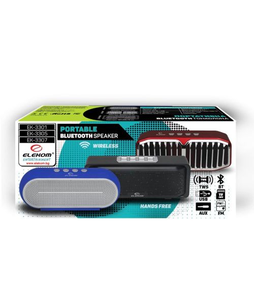 Bluetooth тонколона Elekom EK-3305, 2x3W, 1200 mAh