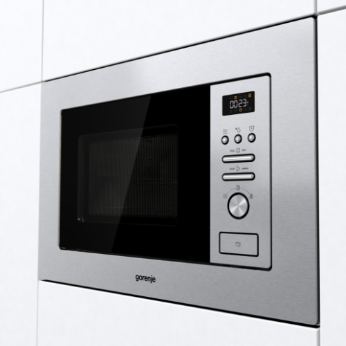 Микровълнова фурна за вграждане Gorenje BM201AG1X – 20 литра, грил 1000W, AquaClean, инокс