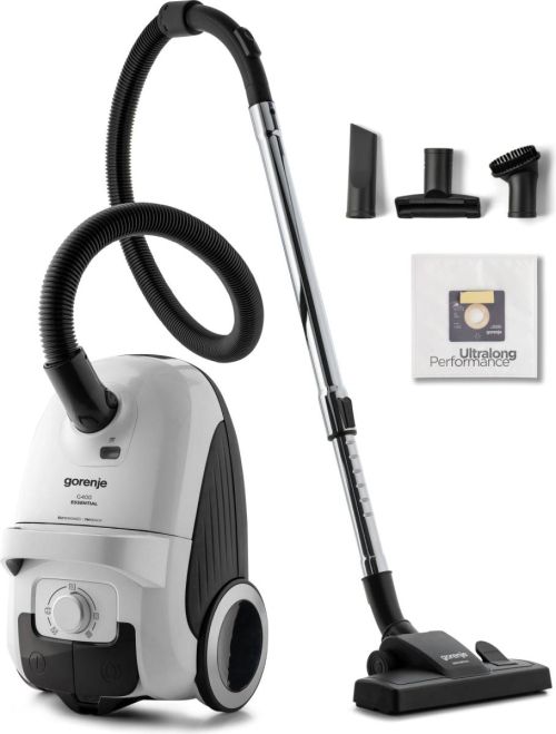 Прахосмукачка Gorenje VCE21G4EW с торба – 750 W, 3 L, HEPA филтър, телескопична тръба