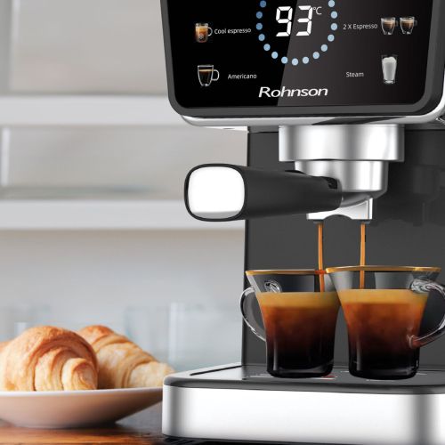 Кафемашина Rohnson R-98015 – 1350 W, 20 bar налягане, 1.5 L резервоар за вода, NTC & PID контрол