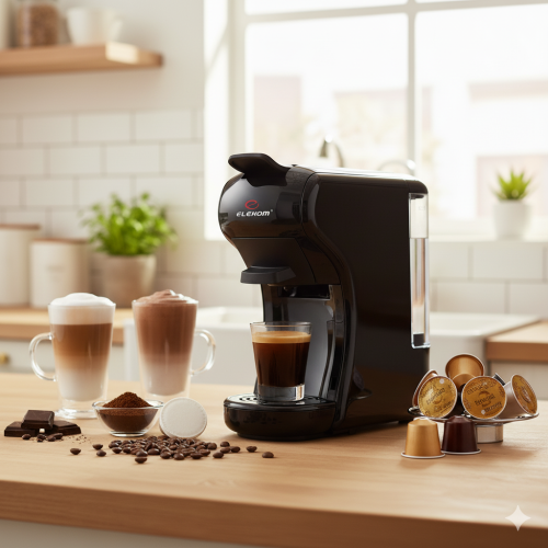 Кафемашина Elekom EK-504 5 в 1 – мултифункционална, 1450 W, 19 bar, Nespresso/Dolce Gusto/Lavazza Blue/мляно кафе