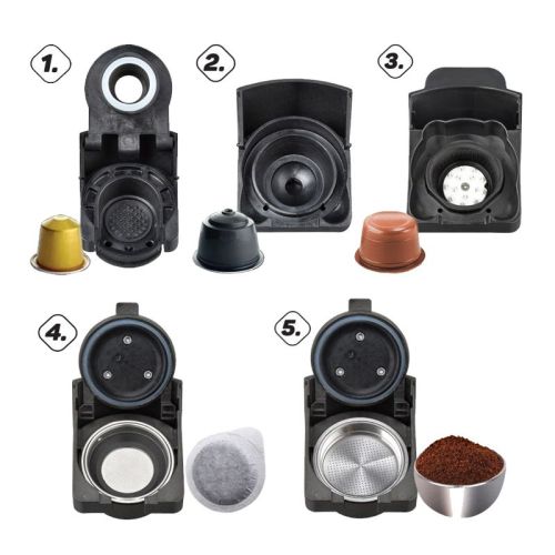 Кафемашина Elekom EK-504 5 в 1 – мултифункционална, 1450 W, 19 bar, Nespresso/Dolce Gusto/Lavazza Blue/мляно кафе