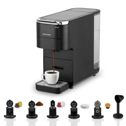 Мултикапсулна кафемашина Rohnson R-98055 – 20 bar, 1.5 L резервоар, 7 програми, Nespresso/Dolce Gusto/Lavazza Blue/ESE/мляно кафе
