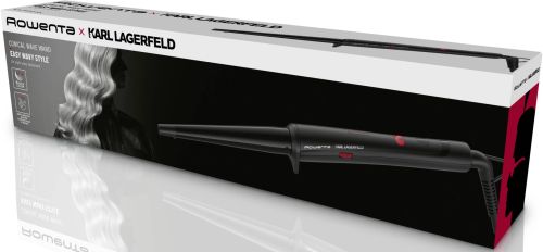 Маша за коса Rowenta x KARL LAGERFELD CF324LF0 – конусовидна конична маша за къдрене, регулируема 120-200 °C, Keratin & Glow покритие