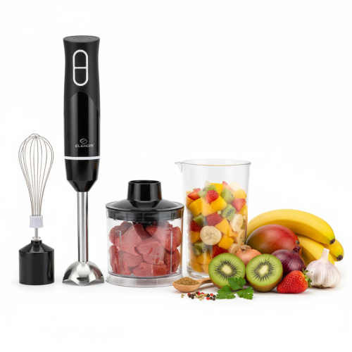 Пасатор с чопър и купа Elekom EK-200 3-in-1 Turbo – 600 W, блендер в комплект, регулируема турбо функция